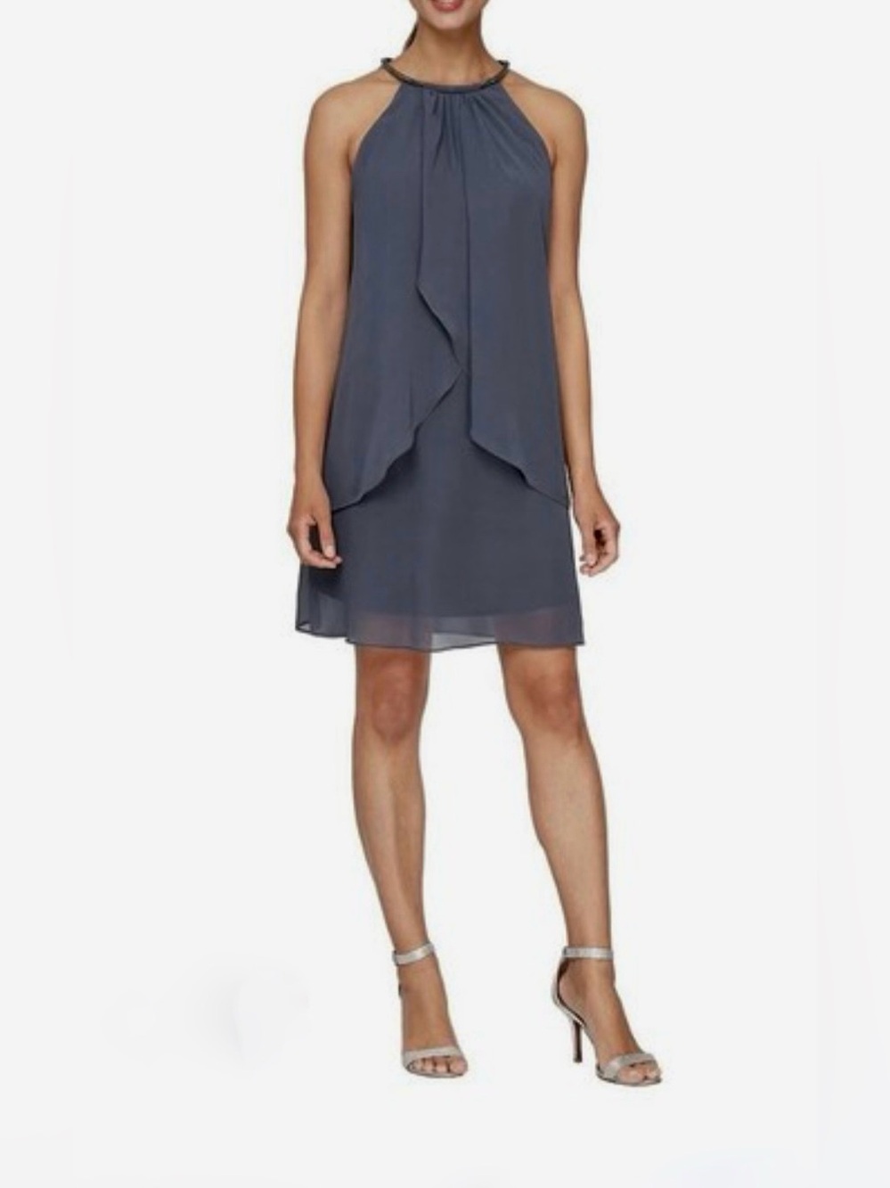 SLNY Slate Grey Halter Neck  Dress NWT